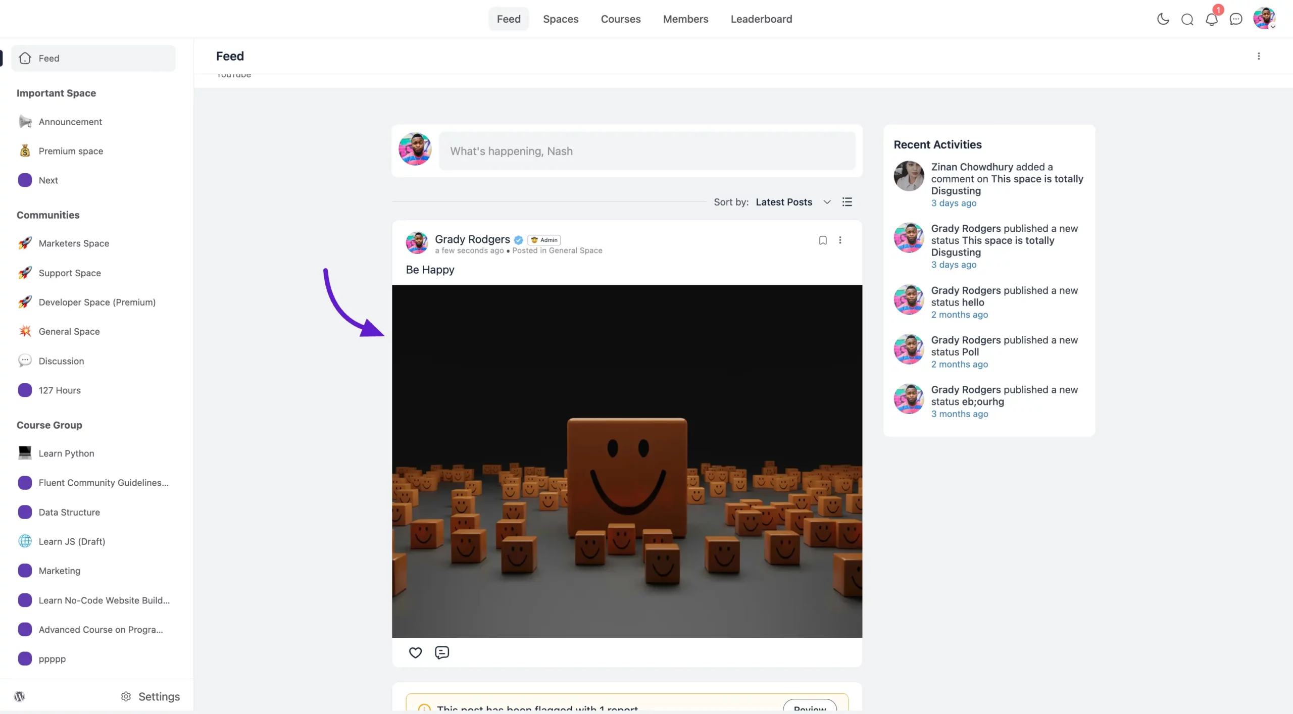 Creating a post with an attached media file