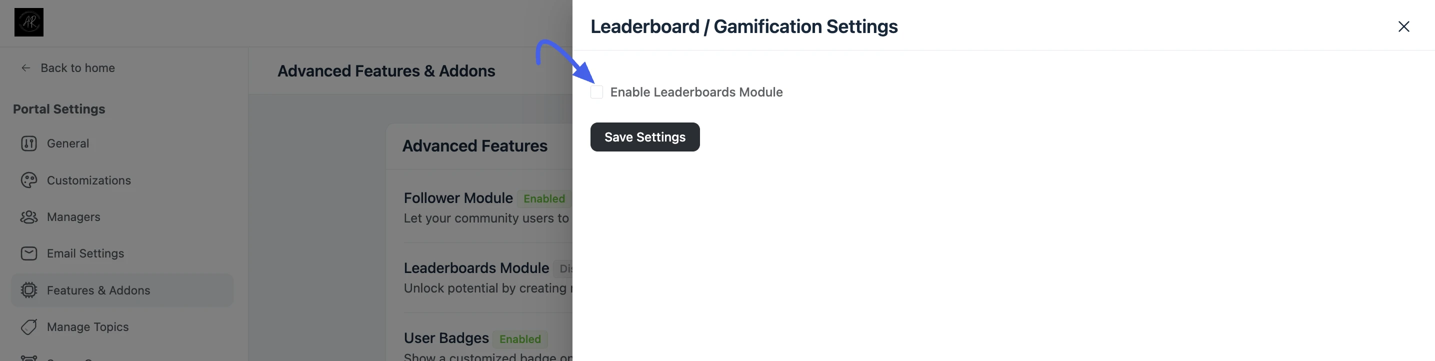 Enable leaderboard Module