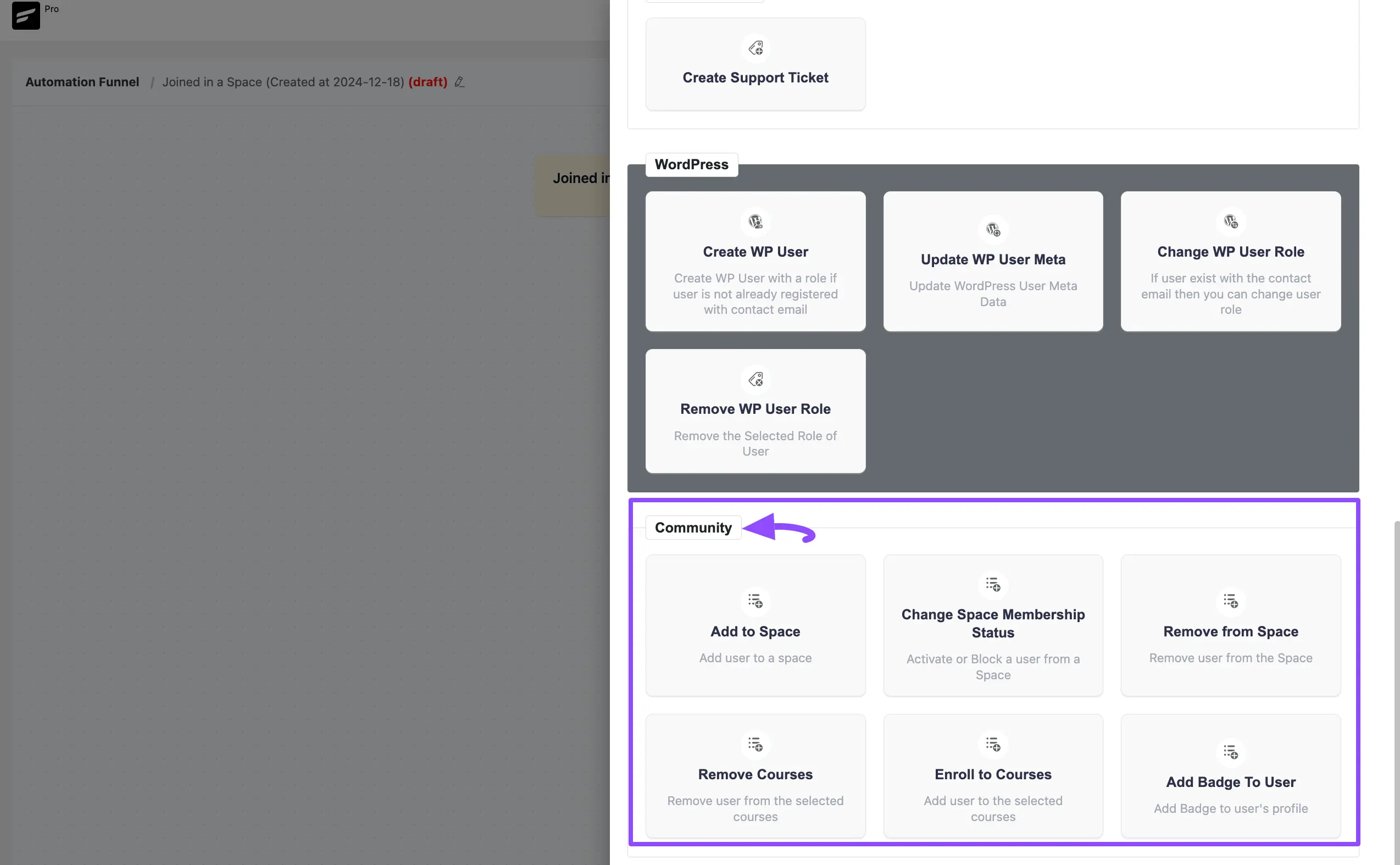 All Actions for FluentCommunity