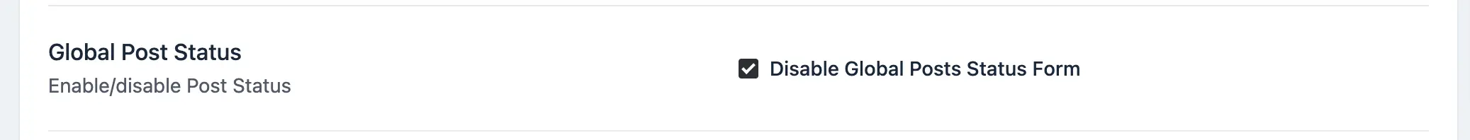 The Global Post Status option